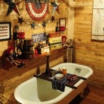 A sight to see at Gene and Sherry Dennis' store is the antique bathtub and cabinet with bucket sink.